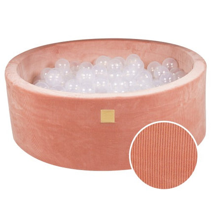 Ronde ballenbak met 200 doorschijnende ballen, 90x30cm - Abrikoos Fluweel-mercibeaucoupp.eu