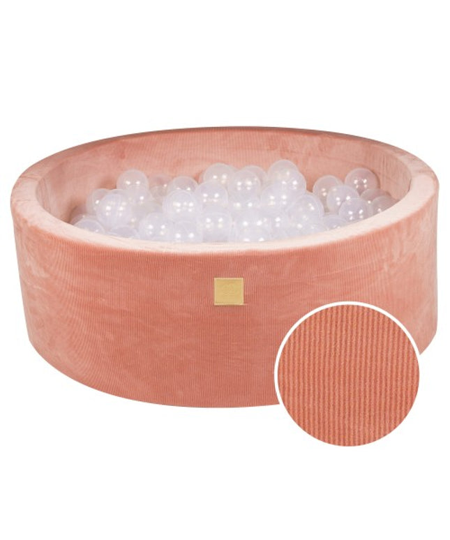 Ronde ballenbak met 200 doorschijnende ballen, 90x30cm - Abrikoos Fluweel-mercibeaucoupp.eu