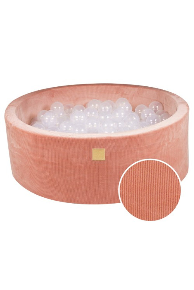 Ronde ballenbak met 200 doorschijnende ballen, 90x30cm - Abrikoos Fluweel-mercibeaucoupp.eu