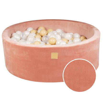 Ronde ballenbak met 200 witte/zand/doorschijnende ballen, 90x30cm - Abrikoos Fluweel-mercibeaucoupp.eu