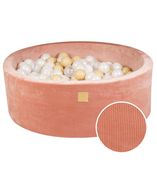 Round Ball Pit With 200 White/Sand/translucent Balls, 90x30cm - Apricot Velvet