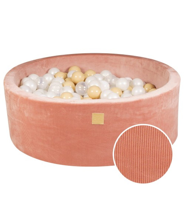 Ronde ballenbak met 200 witte/zand/doorschijnende ballen, 90x30cm - Abrikoos Fluweel-mercibeaucoupp.eu