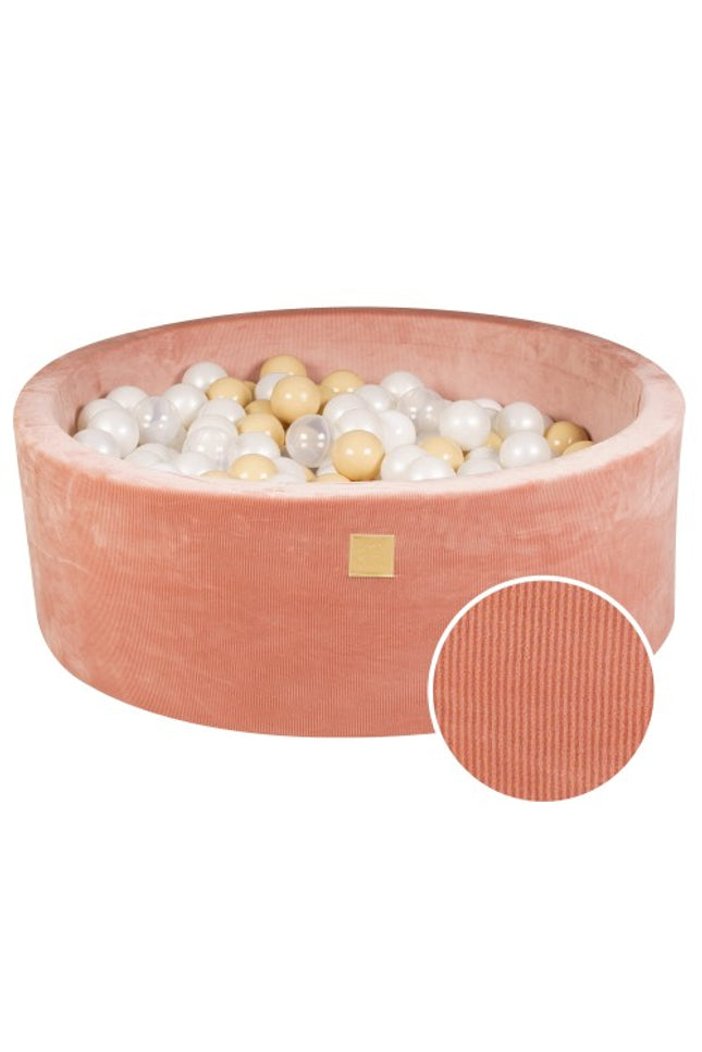 Ronde ballenbak met 200 witte/zand/doorschijnende ballen, 90x30cm - Abrikoos Fluweel-mercibeaucoupp.eu