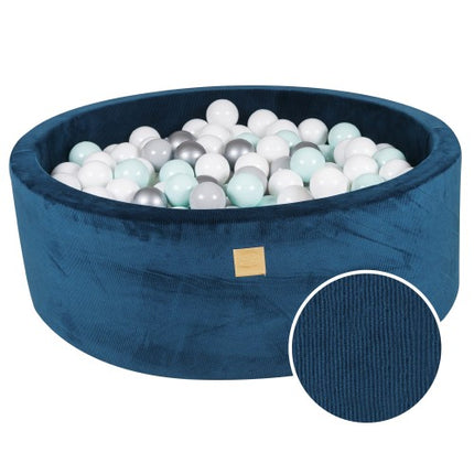 Ronde Kuil met 200 Blauw/Wit/Metallic ballen, 90x30cm - Blauw Fluweel-mercibeaucoupp.eu