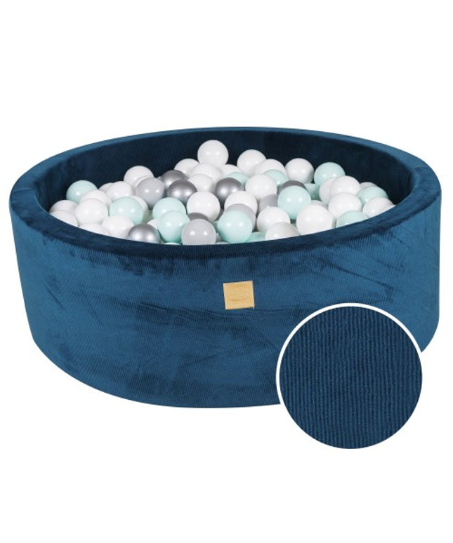 Ronde Kuil met 200 Blauw/Wit/Metallic ballen, 90x30cm - Blauw Fluweel-mercibeaucoupp.eu
