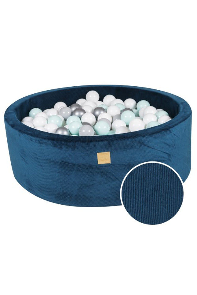 Ronde Kuil met 200 Blauw/Wit/Metallic ballen, 90x30cm - Blauw Fluweel-mercibeaucoupp.eu