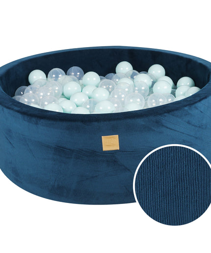 Ronde ballenbak met 200 lichtblauwe/doorschijnende ballen, 90x30cm - Blauw Fluweel-mercibeaucoupp.eu