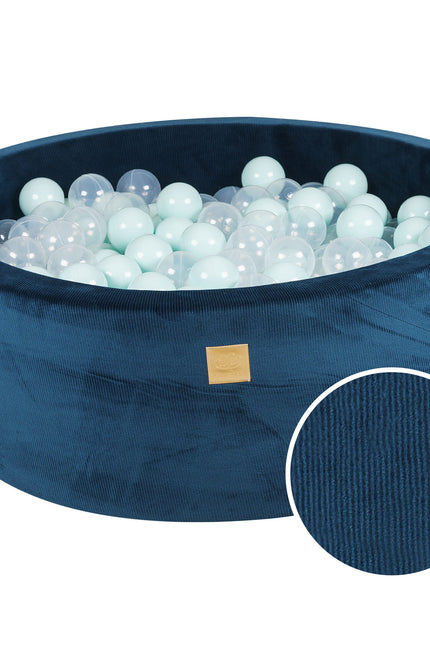 Ronde ballenbak met 200 lichtblauwe/doorschijnende ballen, 90x30cm - Blauw Fluweel-mercibeaucoupp.eu