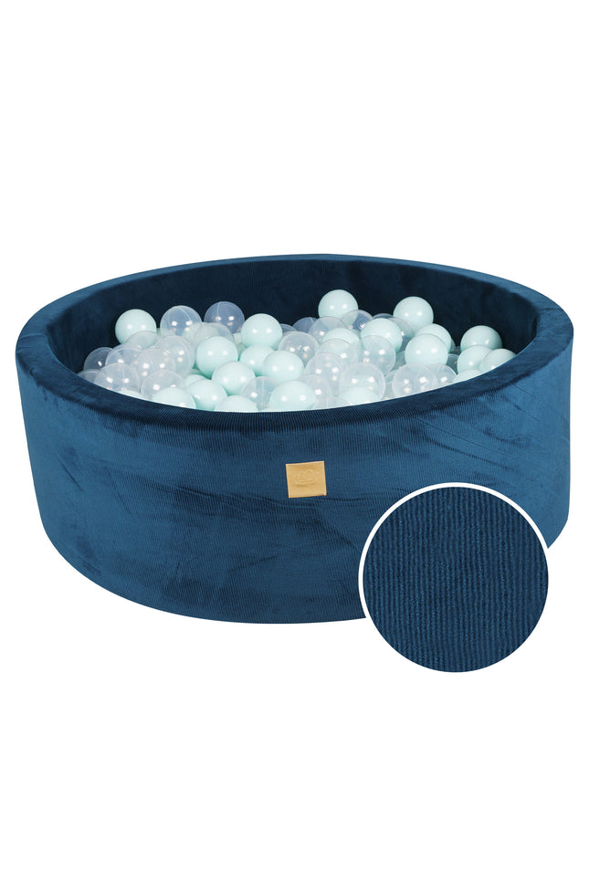 Ronde ballenbak met 200 lichtblauwe/doorschijnende ballen, 90x30cm - Blauw Fluweel-mercibeaucoupp.eu
