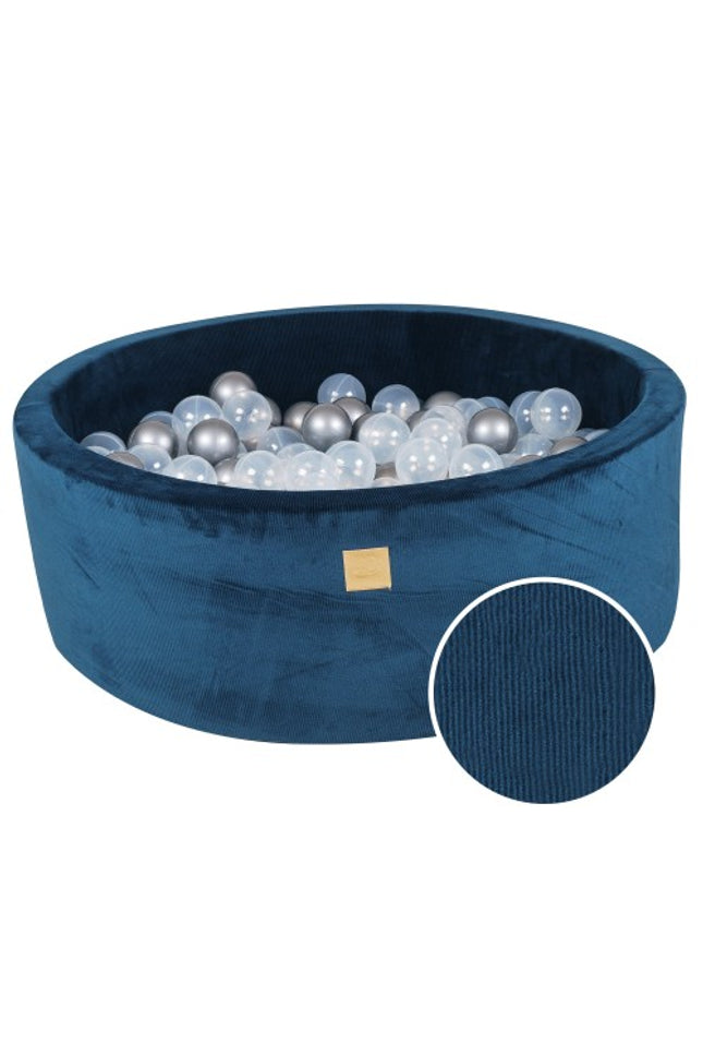 Ronde ballenbak met 200 metallic/doorschijnende ballen, 90x30cm - Blauw fluweel-mercibeaucoupp.eu