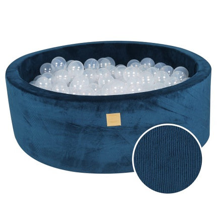 Ronde ballenbak met 200 doorschijnende ballen, 90x30cm - Blauw fluweel-mercibeaucoupp.eu
