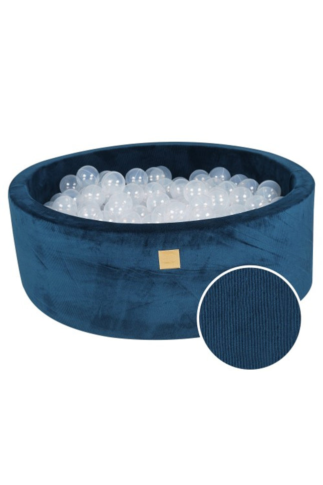 Ronde ballenbak met 200 doorschijnende ballen, 90x30cm - Blauw fluweel-mercibeaucoupp.eu