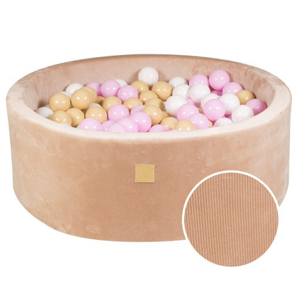 Ronde Ballenbak met 200 Roze/Zand/Witte Ballen, 90x30cm - Zandvelours-mercibeaucoupp.eu