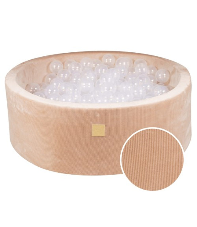 Round Ball Pit With 200 Translucent Balls, 90x30cm - Sand Velvet