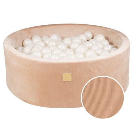 Ronde ballenbak met 200 witte ballen, 90x30cm - Zandvelours-mercibeaucoupp.eu