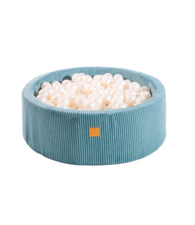 Round Ball Pit With 200 White Balls, 90x30cm - Aesthetic Turquoise