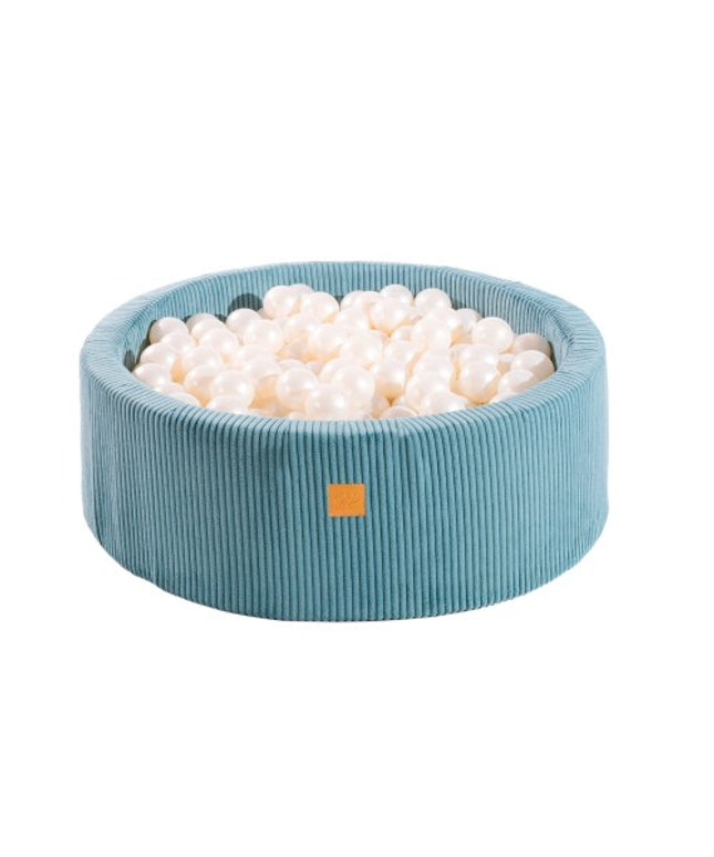 Round Ball Pit With 200 White Balls, 90x30cm - Aesthetic Turquoise