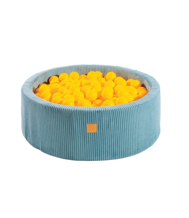 Round Ball Pit With 200 Yellow Balls, 90x30cm - Aesthetic Turquoise