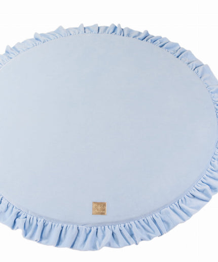 Rond speelkleed met volant - babyblauw fluweel-mercibeaucoupp.eu