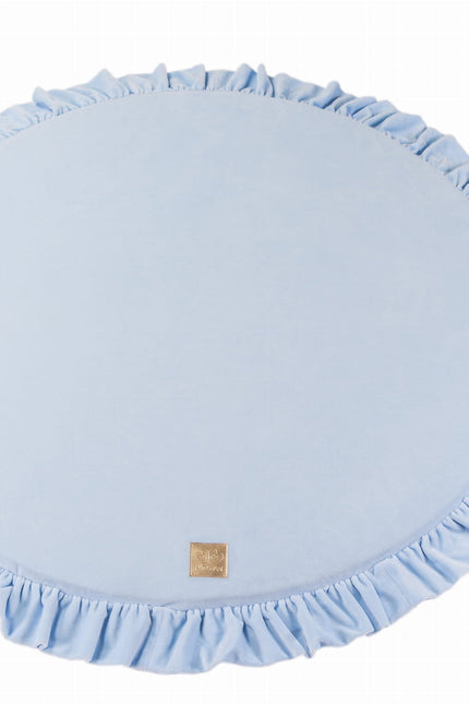 Rond speelkleed met volant - babyblauw fluweel-mercibeaucoupp.eu