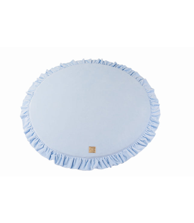 Round Play Mat With a Frill - Baby Blue Velvet