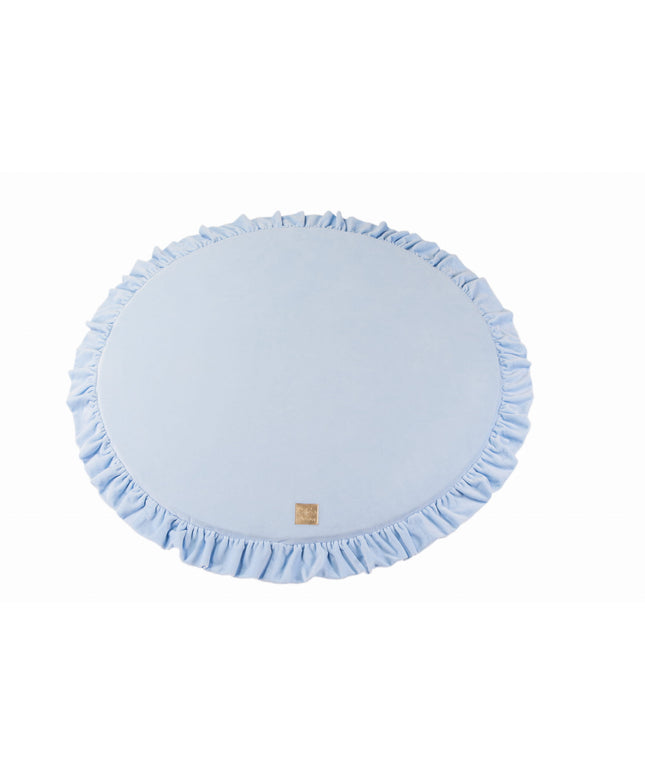 Rond speelkleed met volant - babyblauw fluweel-mercibeaucoupp.eu