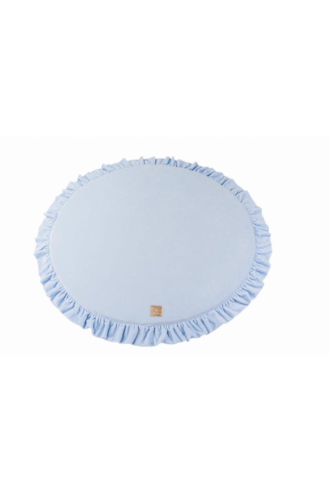 Rond speelkleed met volant - babyblauw fluweel-mercibeaucoupp.eu