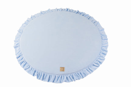 Rond speelkleed met volant - babyblauw fluweel-mercibeaucoupp.eu