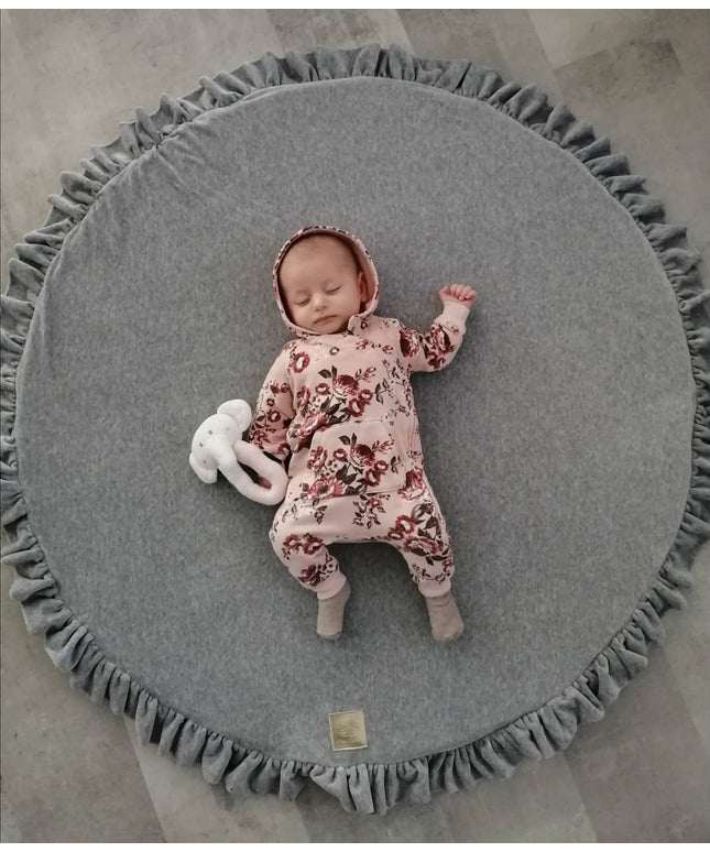 Ronde speelmat met franje - Grijs fluweel-mercibeaucoupp.eu