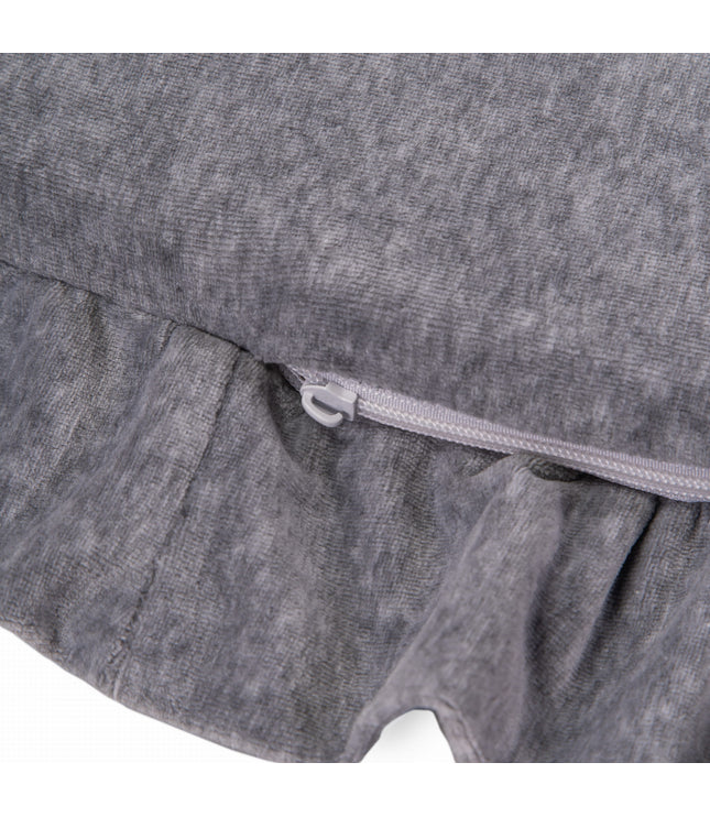 Round Play Mat With a Frill - Grey Velvet