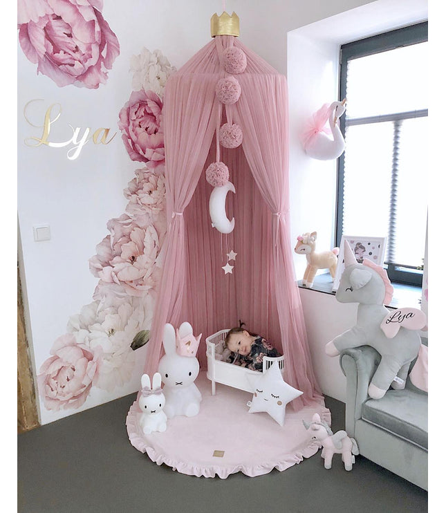 Round Play Mat With a Frill - Pink Velvet