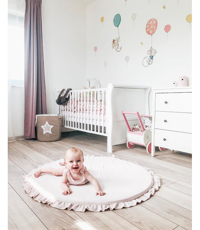 Round Play Mat With a Frill - Pink Velvet