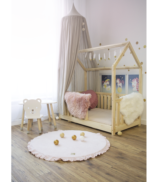 Round Play Mat With a Frill - Pink Velvet