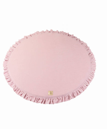 Ronde speelmat met franje - roze fluweel-mercibeaucoupp.eu