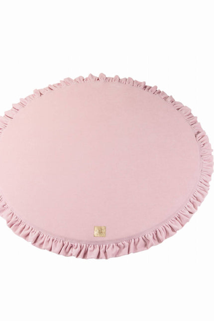 Ronde speelmat met franje - roze fluweel-mercibeaucoupp.eu