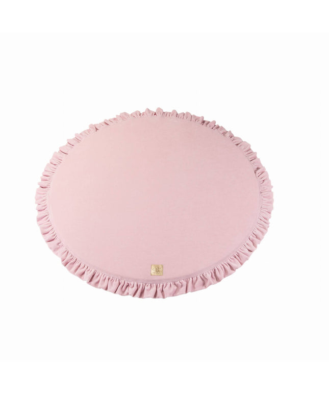 Ronde speelmat met franje - roze fluweel-mercibeaucoupp.eu