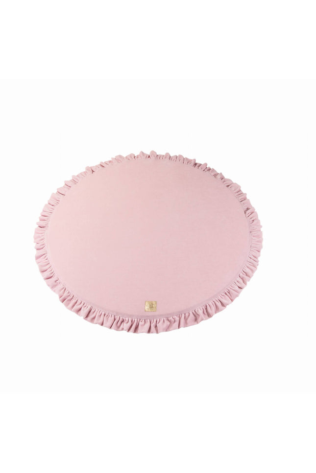 Ronde speelmat met franje - roze fluweel-mercibeaucoupp.eu