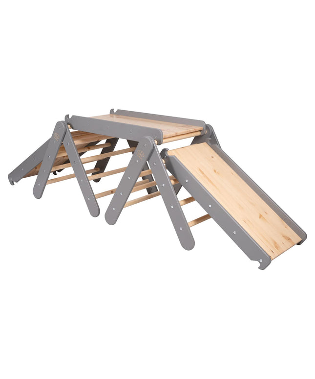 Klimdriehoek met glijbaan en klimrek - Grijs-mercibeaucoupp.eu