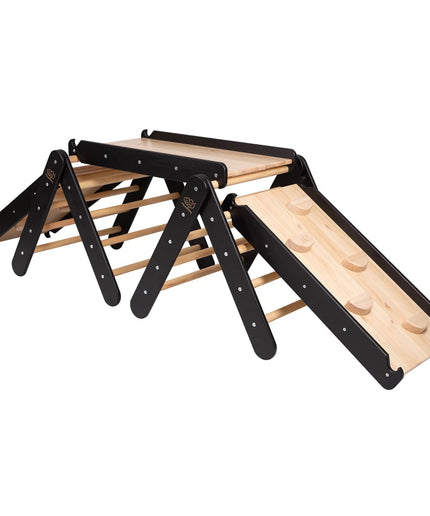 Klimdriehoek met glijbaan en klimrek - Zwart-mercibeaucoupp.eu