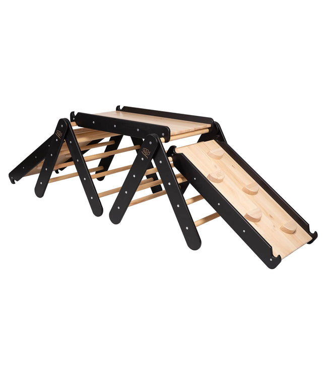 Climbing Triangle With Slide and Climbing Frame - Black