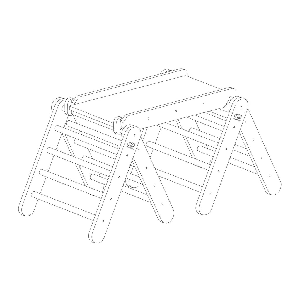 Climbing Triangle With Slide and Climbing Frame - Natural Wood