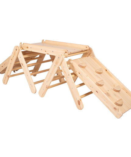 Klimdriehoek met glijbaan en klimrek - Natuurlijk hout-mercibeaucoupp.eu