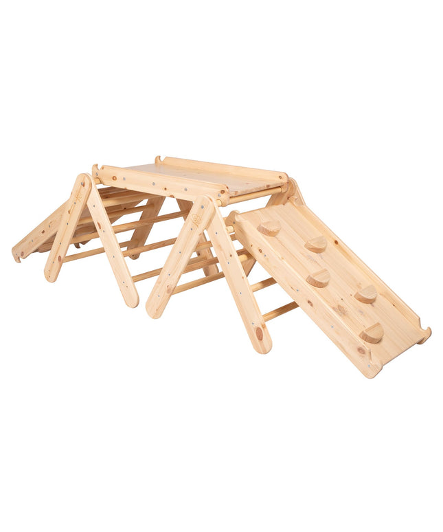 Klimdriehoek met glijbaan en klimrek - Natuurlijk hout-mercibeaucoupp.eu