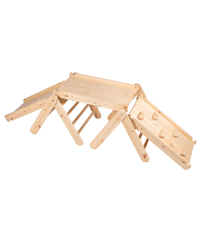 Klimdriehoek met glijbaan en klimrek - Natuurlijk hout-mercibeaucoupp.eu