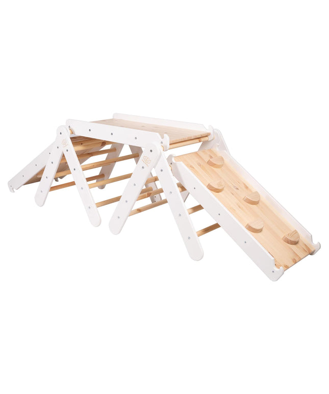Klimdriehoek met glijbaan en klimrek - Wit-mercibeaucoupp.eu