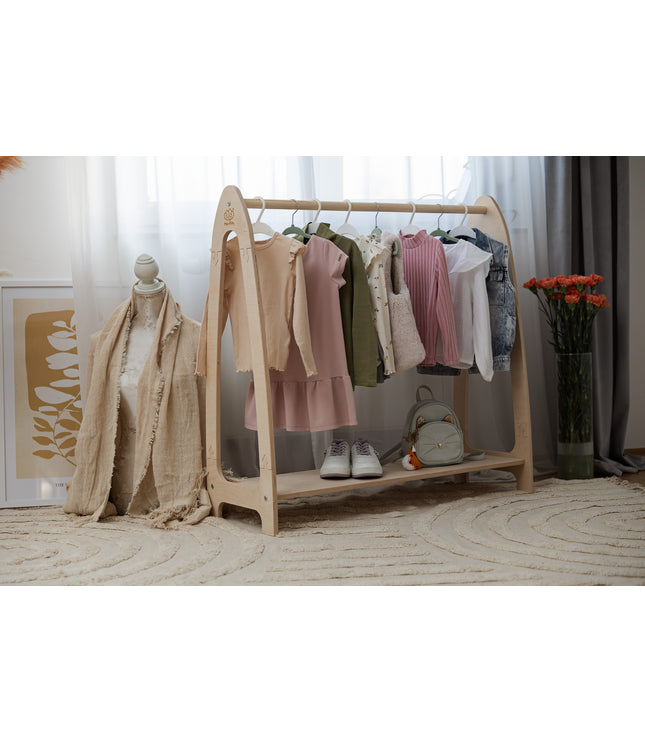 Arched Clothing Rack For Children - Large Natural Wood