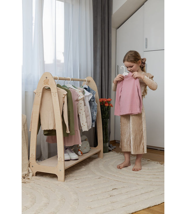 Arched Clothing Rack For Children - Large Natural Wood