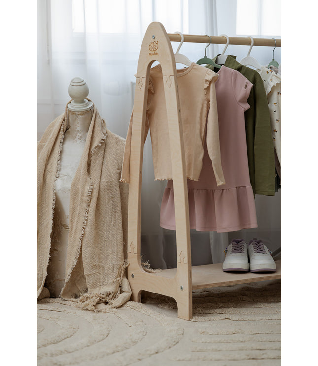 Arched Clothing Rack For Children - Large Natural Wood