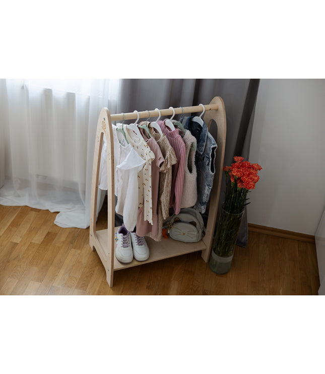 Arched Clothing Rack For Children - Small Natural Wood