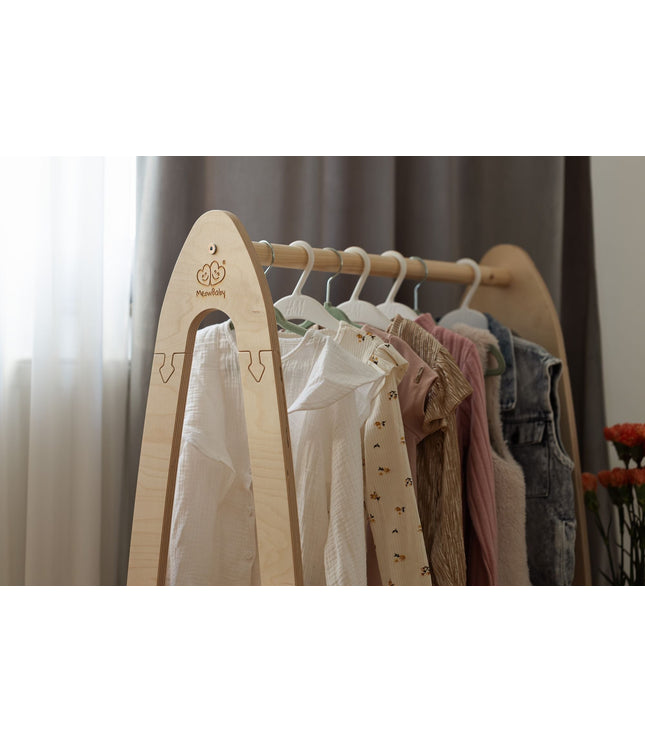 Arched Clothing Rack For Children - Small Natural Wood